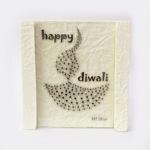 A Silver Foil Deepak on a Marble Frame | 4.2x4.2"