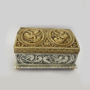 Jewelry Box Hand Carved with Birds Design  | 9 Inch