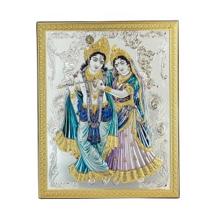 Silver Wall Plaque Radha Krishna Color | 12.5 Inch