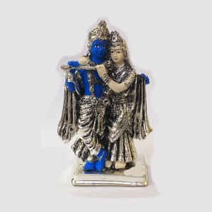 Gorgeous Silver Radha Krishna Murti in Color | 5"