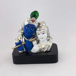 Small Silver Radha Krishna set on Wood Base | 2.7" Ht.