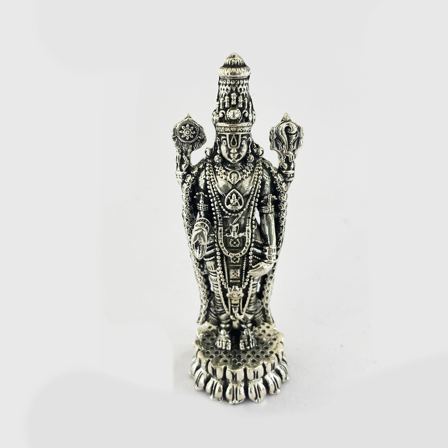 Pure Silver Tirupati Balaji Venkateshwar Statue | 75 mm Ht