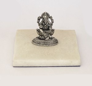 Pure Silver Mini Ganesha idol on Base | 38 mm Ht.