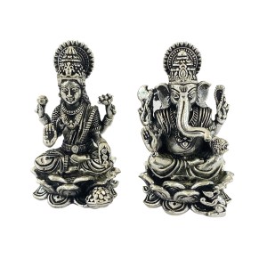 Pure Silver Mini Laxmi Ganesh Pair | 30 mm Ht.