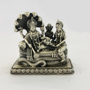 Pure Silver Vishnu Laxmi on Sheshnag | 70 mm Long