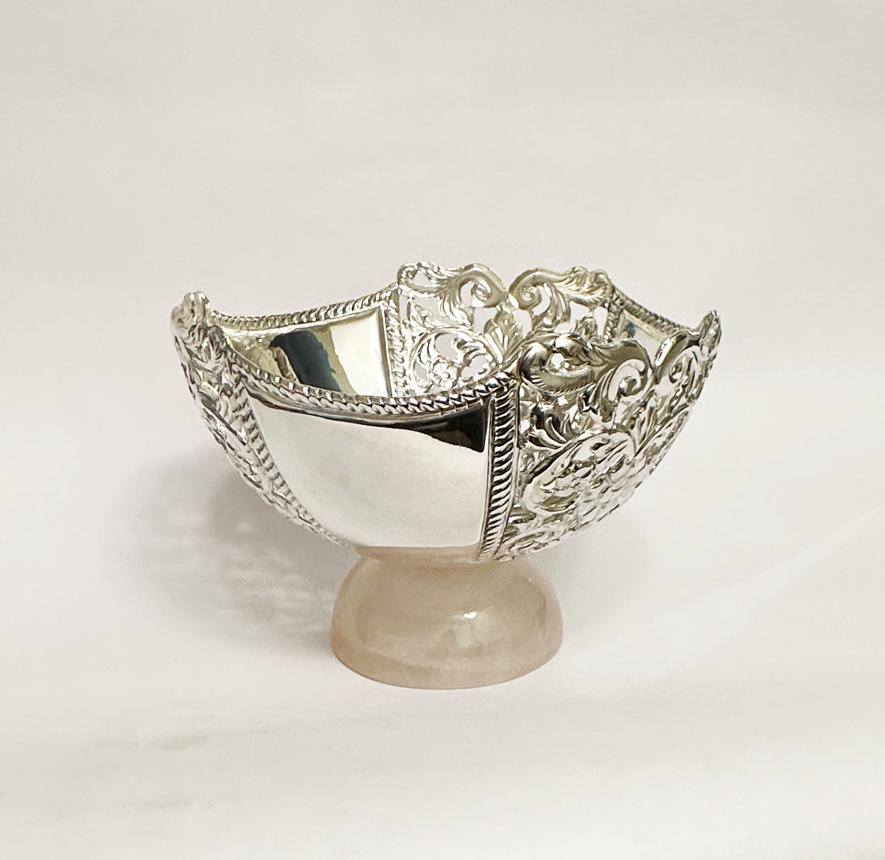 Artistic Silver Bowl Embossed & Pierced 5 Inch Size