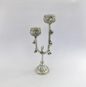 Silver Plated Candle Holder in Antique Style | 10.5"