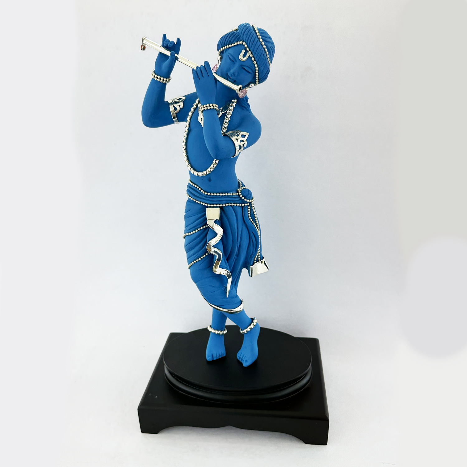 Krishna Statue Blue with silver decorations | 14″ Height