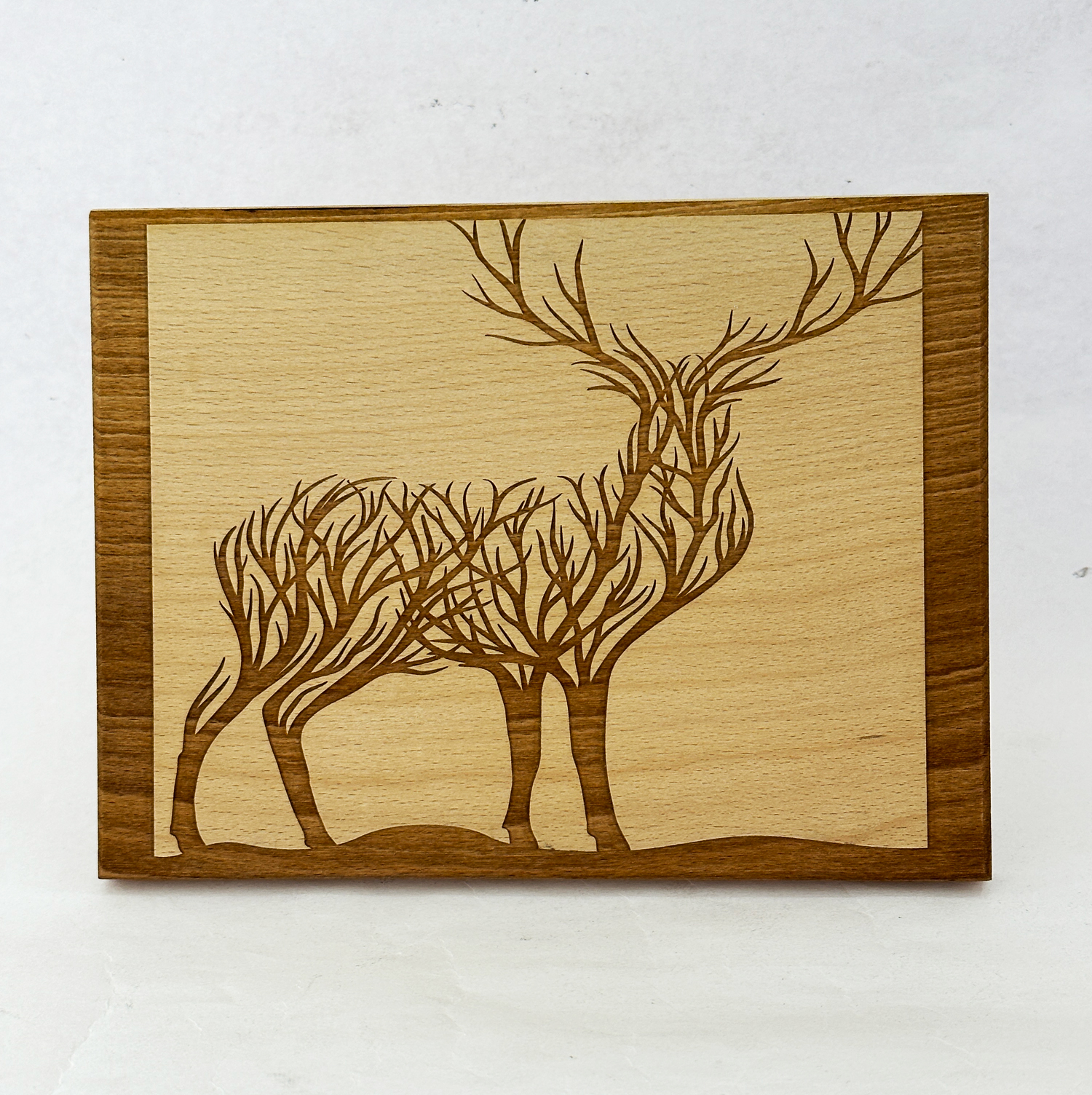 Carved Embossed Wood Plaque of Deer Cut Out | 8×6  Inch