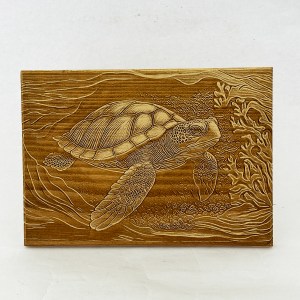 Carved Embossed Wood Plaque of Turtle Art | 8x6  Inch
