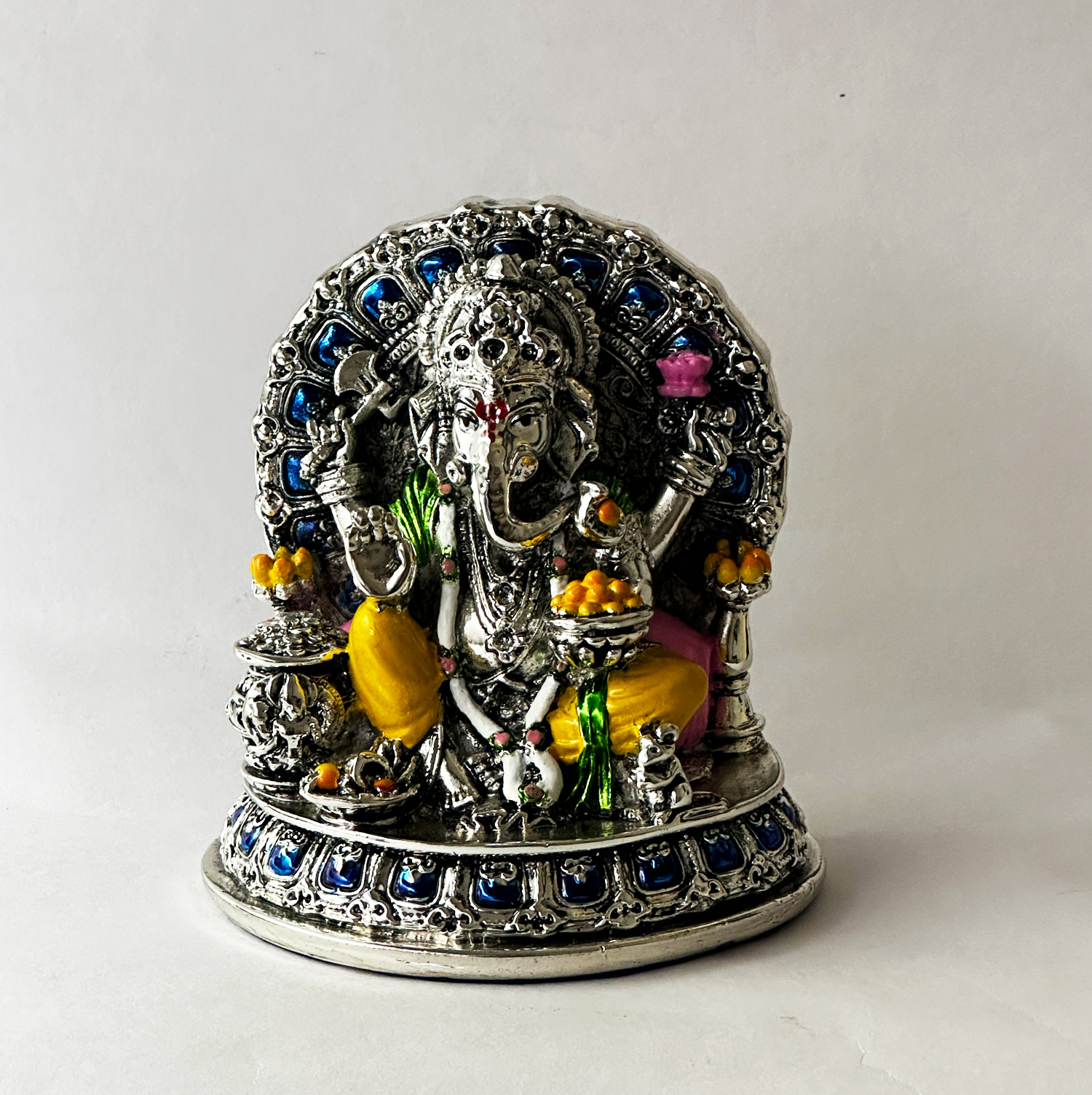 Silver Plated Ganesh on Peepal Leaf | Silver Plated God Idols | Athulyaa