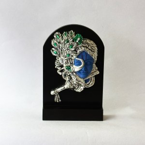 Silver Bansuri Krishna Plaque with Blue Highlights | 8.5"