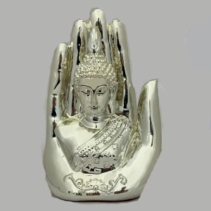 a Silver Buddha in Palm of Hand | 6.5"