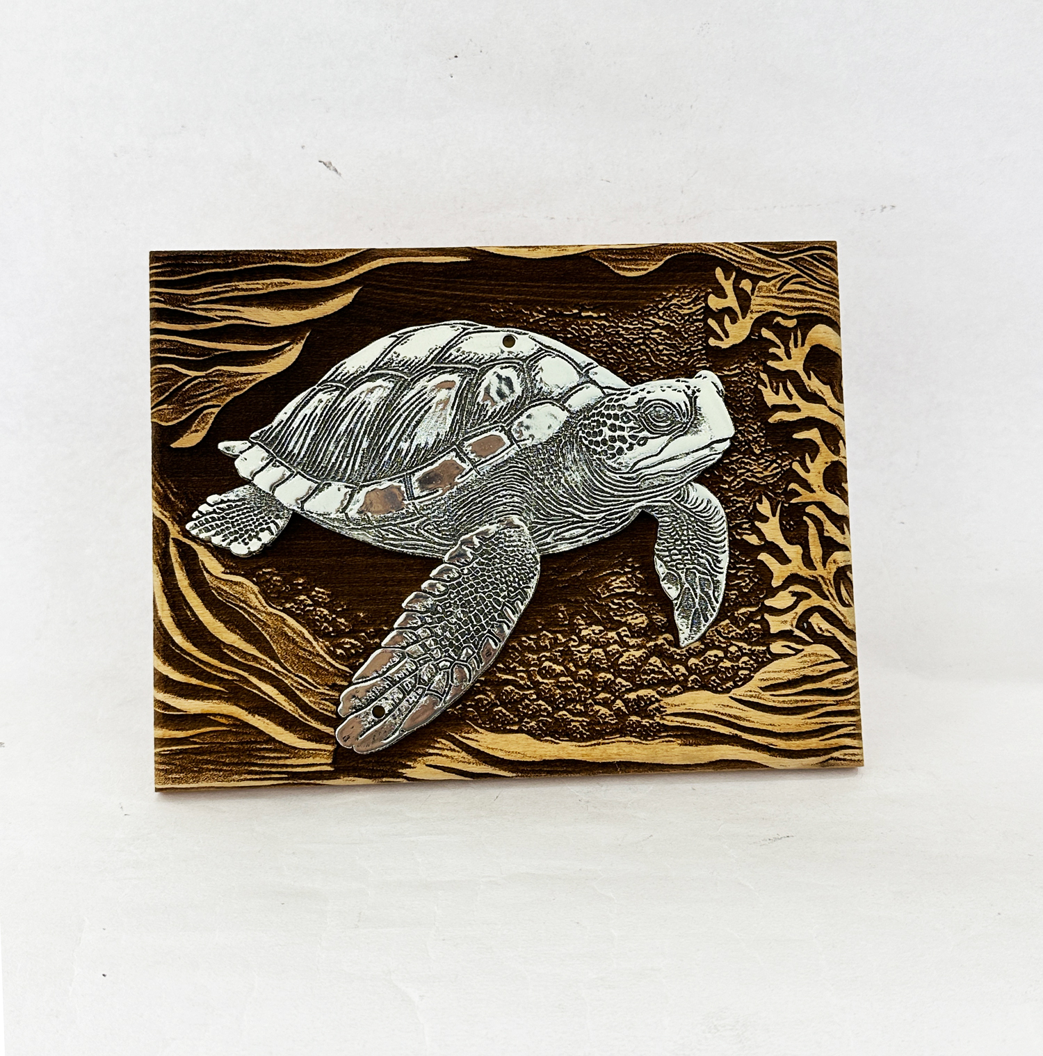 Artistic Silver Turtle Tabletop Plaque | 9×7 Inch