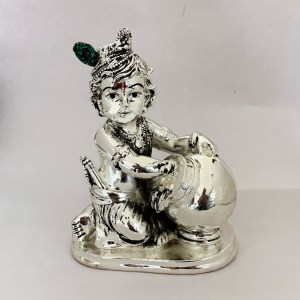 Silver Matki Krishna in High Polish | 7.2 inch Ht.