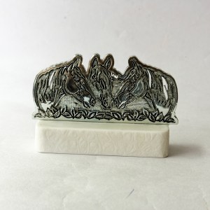 a Silver Horse Tabletop on a Marble base | 4.0 inch