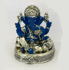 a Silver Ganesha on a Semi Round base | 6.5 Inch High