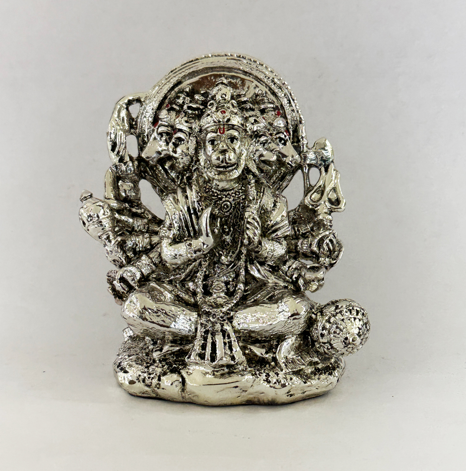 Punchmukhi Silver Hanuman Statue | 4.7 Inch