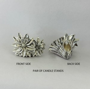 Gorgeous Silver Candle Holder Pair | 4.0 Inch long Each