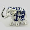 a. Silver Elephant with trunk up in Blue Enamel finish | 5.2″ Resin SIlver