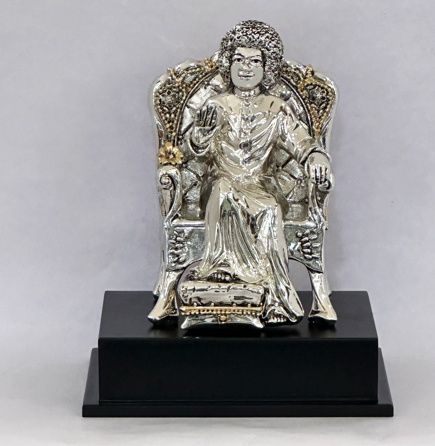 Gorgeous Silver Sathya Sai Baba Idol | 8.5″ ht.