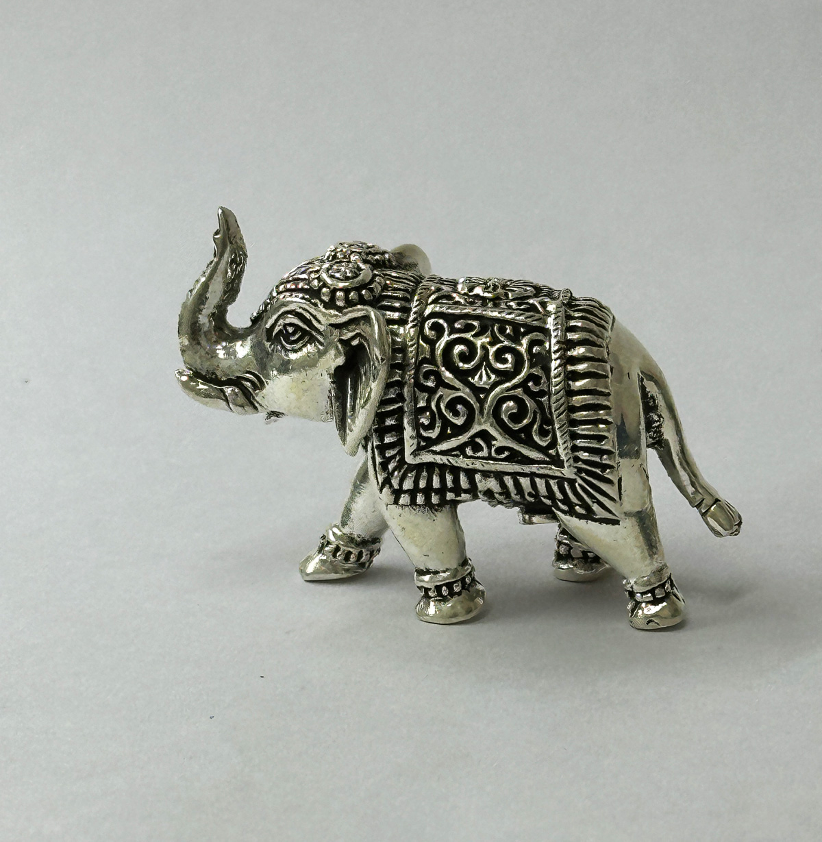 Pure Silver Mini Elephant Artistic | 1.7 Inch Long