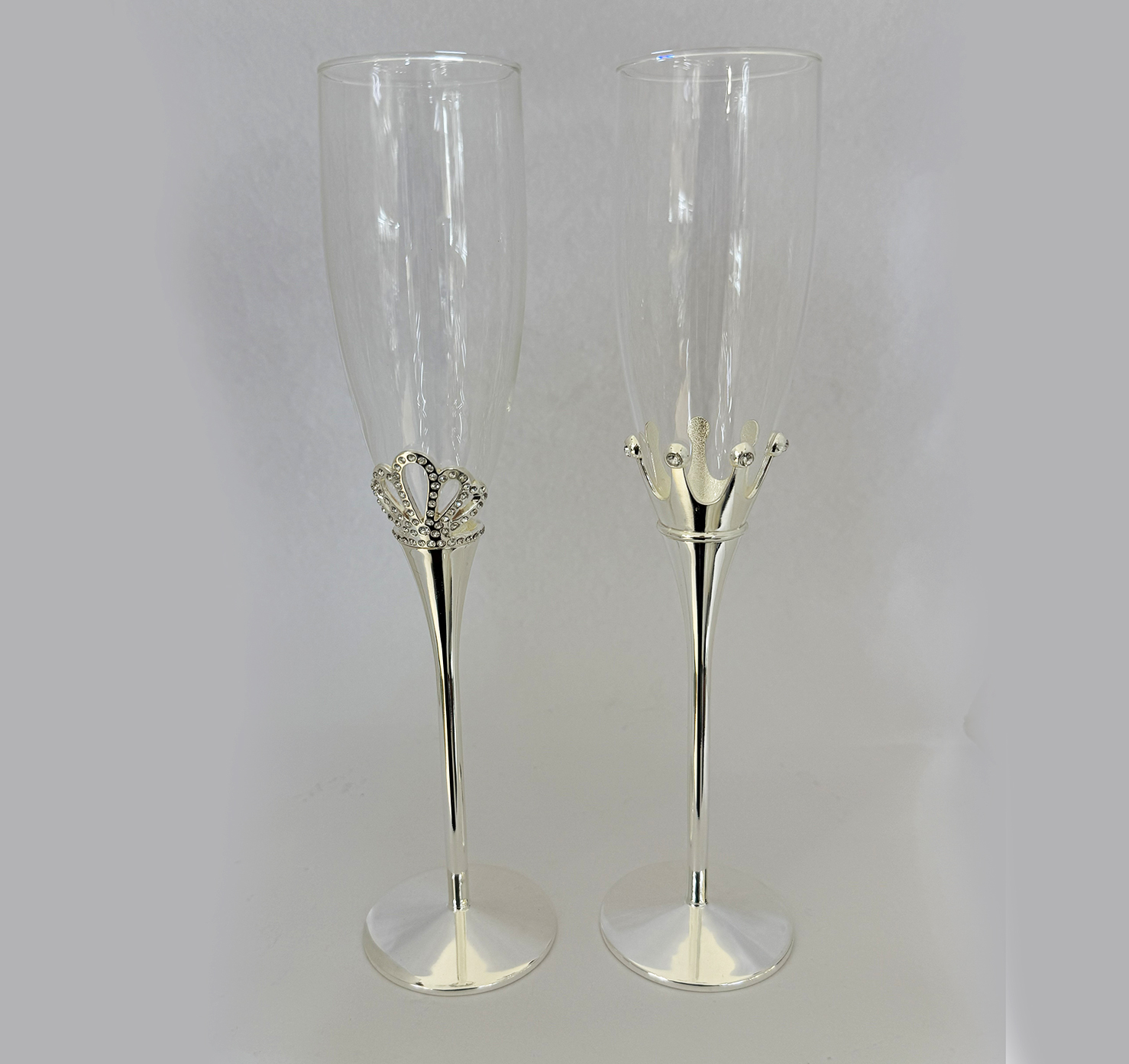 Silver Plated Wine Goblets Pair – King & Queen | 10.2 Inch