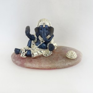 Best Silver Masand Ganesha Idol - Charcoal Blue | 9"