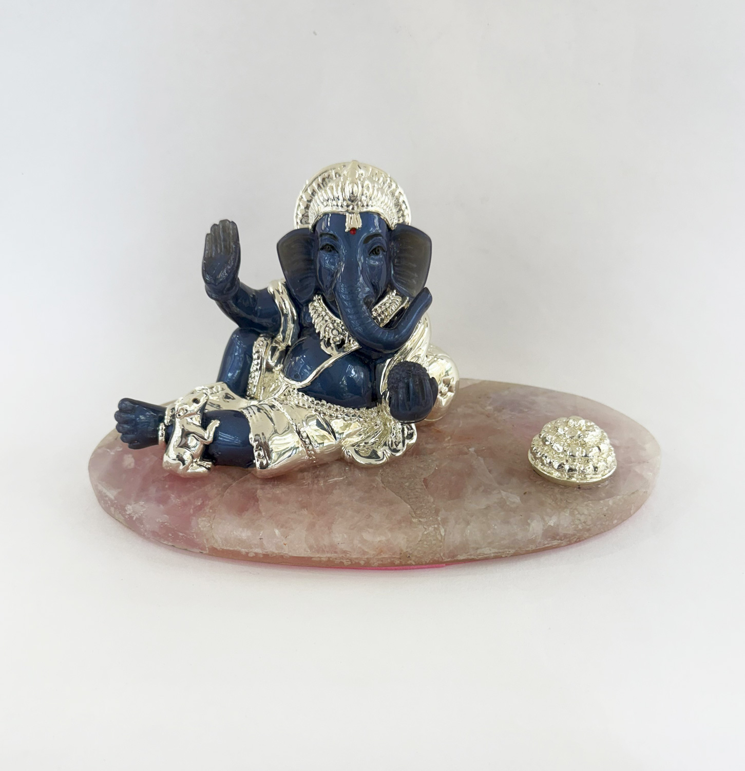 Best Silver Masand Ganesha Idol – Charcoal Blue | 9″