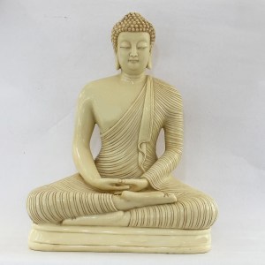 Fine Budha Statue Hand Carved Ivory Look | 15 Inch