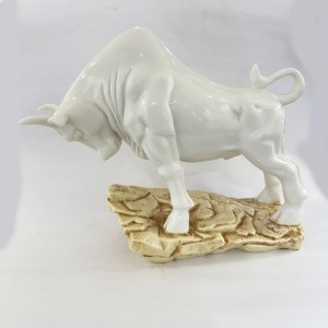Ferocious Sculpture of a BULL in Ivory Look | 14.5 Inch