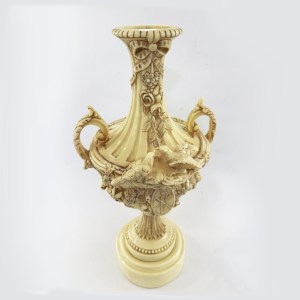 Gorgeous Carved Vase Decor in Ivory Look | 15 Inch
