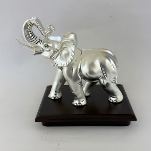 Silver Elephant Statue, Trunk Up in Matte finish | 8" Ht