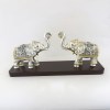 Silver Elephants set of two on Wood base  | 13.5″ Long