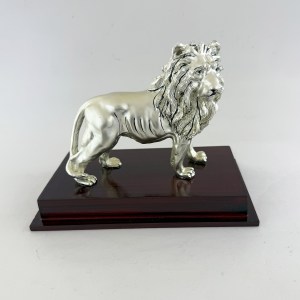 Fine Silver Lion Statue 4" Ht. Matte Finish