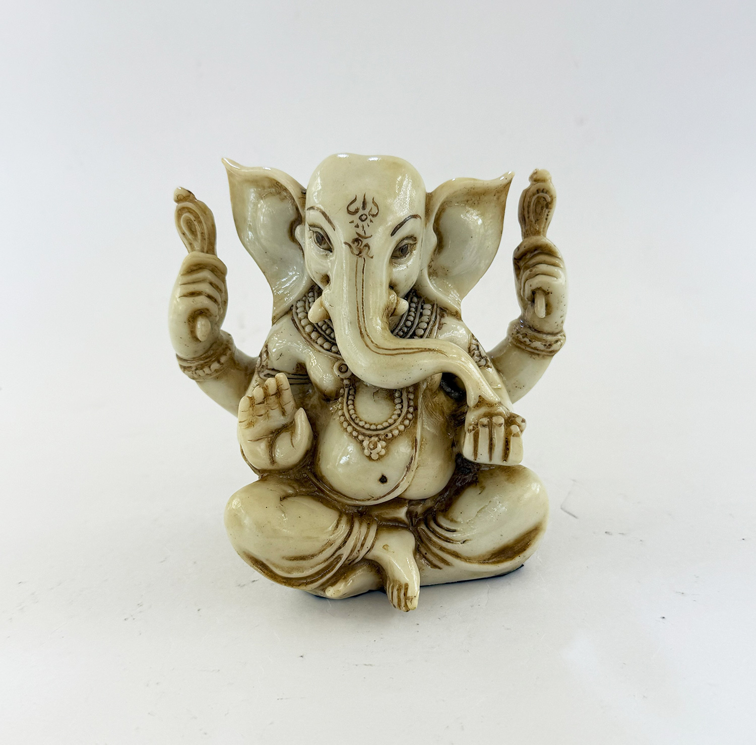 Artistic Ganesha Statue Ashirwad Pose, Ivory Look | 4.2 inch ht.