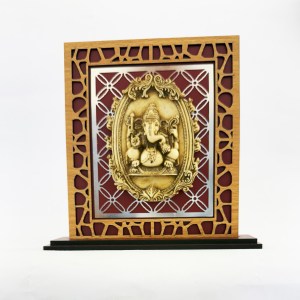a Artistic Ivory Look Ganesha on a Fine Pierced Frame | 7.2"