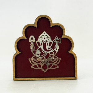 a Mini Pierced Ganesha on an Artistic Wood Frame | 3.5" Ht.