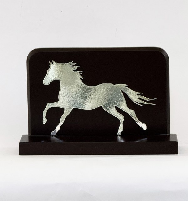 Modern Style Silver Plated Running Horse Plaque | 7.7″