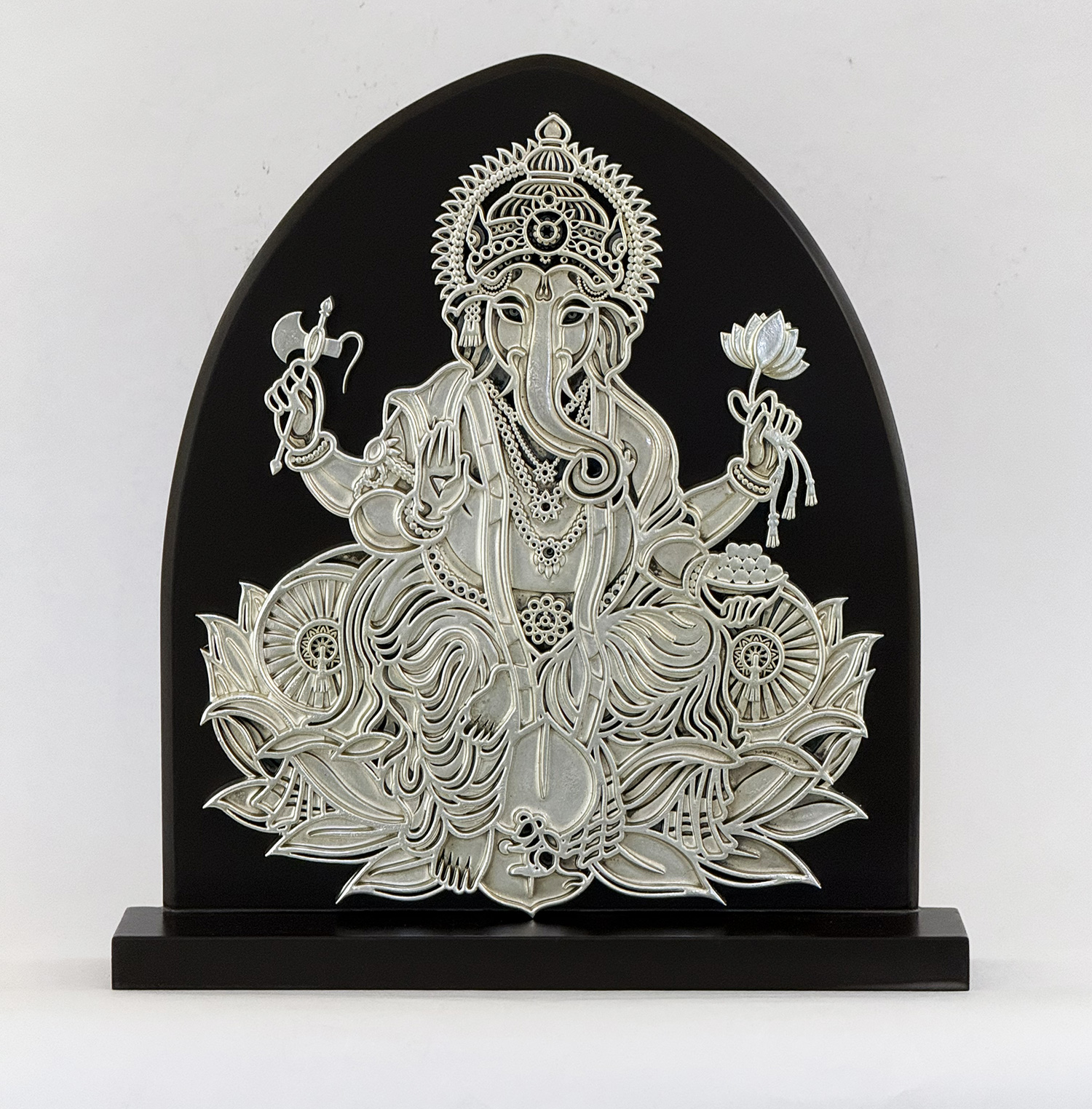 Artistic Silver Plated Ganesha Tabletop Plaque | 11.5″
