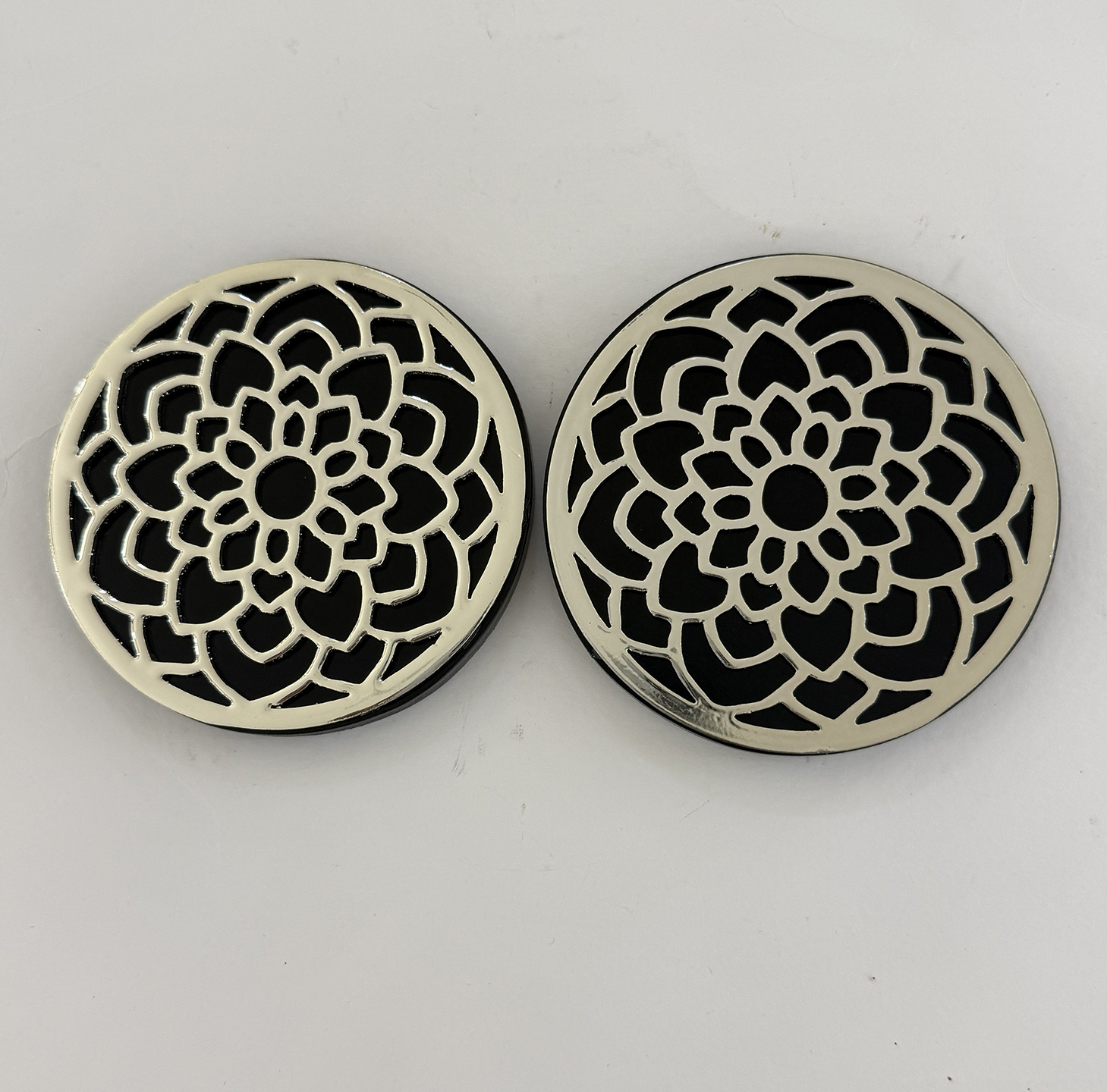 Silver Plated Round Fine Pierced Coaster Pair | 3.5×35″ each