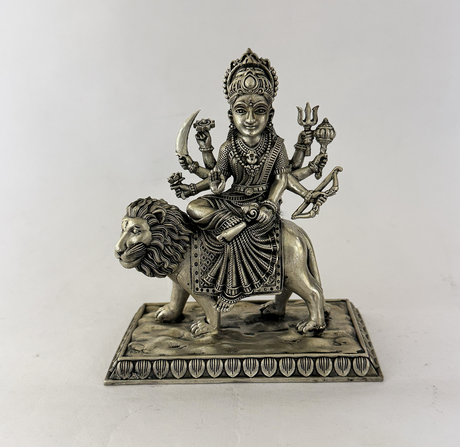 Superfine Durga Statue in 92.5% Pure SIlver | 5″ Ht