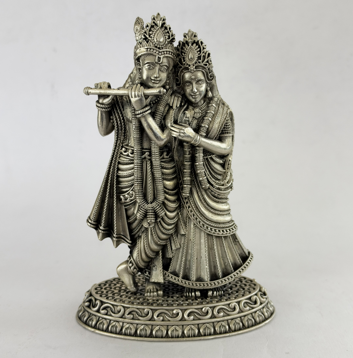 Pure Silver Radha Krishna Standing Pose, Intricate design | 6 Inch