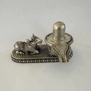 Superfine Pure Silver Shivling with Nandi | 4 inch long