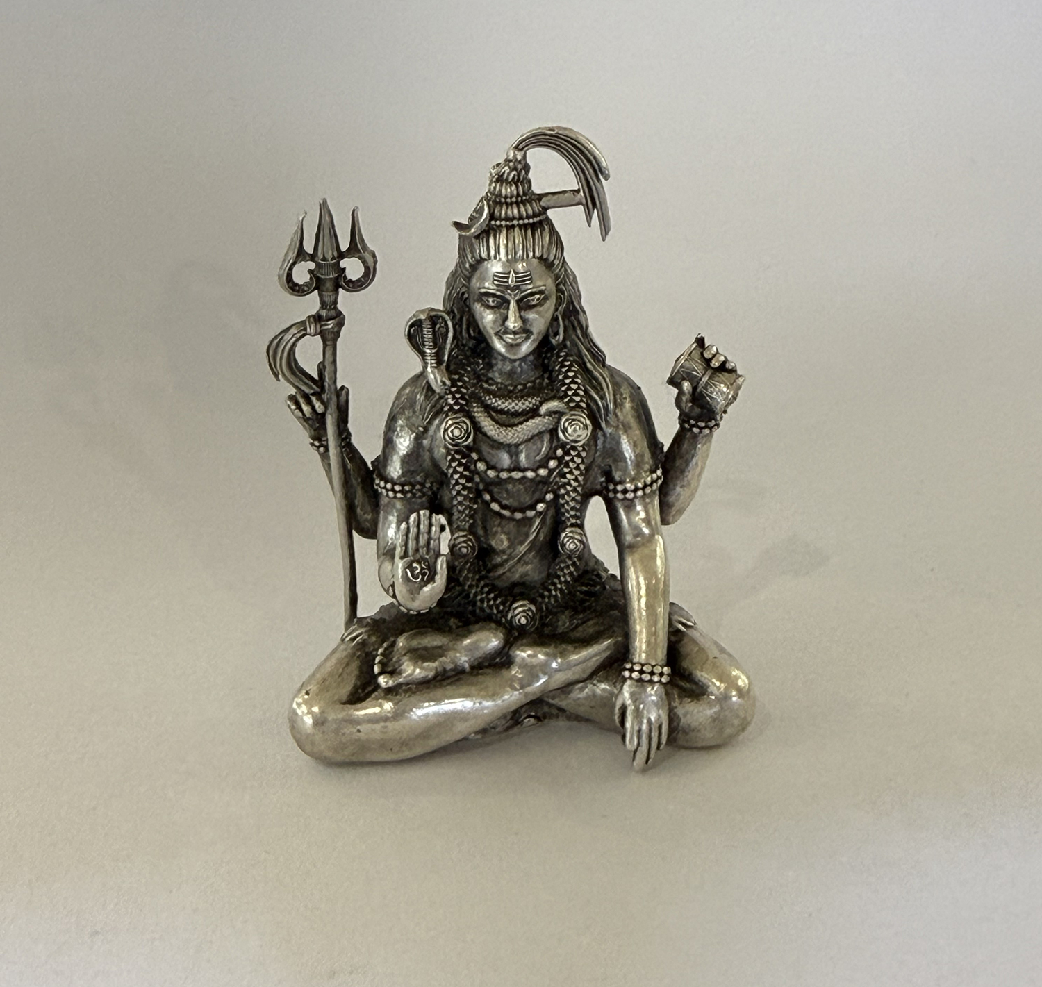Pure Silver Sitting Shiva Statue Small | 60 mm Ht