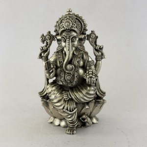 Artistic Pure Silver Ganesh idol Superfine Details | 5" Ht.